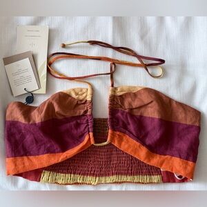 nWT/ Sz MEd / Cala de la Cruz /Colorful Striped Crop Top / 100% Linen